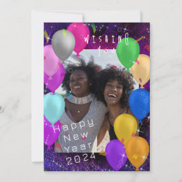 Happy New Year Foto Ballon Feiertagskarte