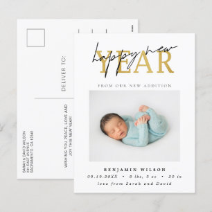 Happy New Year Foto Birth Feiertagspostkarte