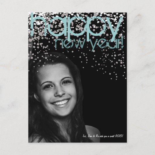 Happy New Year Foto Postcard Feiertagspostkarte (Vorderseite)