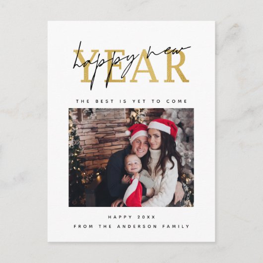 Happy New Year Foto Postkarte (Vorderseite)