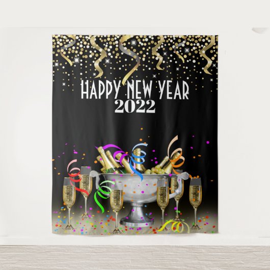 Happy New Year Fotoshop Hintergrund Wandteppich (Vorderseite)