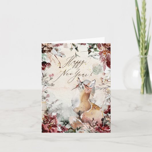 Happy new year fox dankeskarte (Vorderseite)