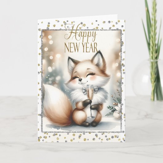 Happy New Year Fox Karte (Vorderseite)