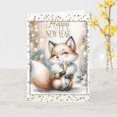 Happy New Year Fox Karte (Gelbe Blume)