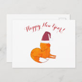 Happy New Year Fox Postcard Postkarte (Vorne/Hinten)