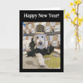Happy New Year from the dog Karte (Gelbe Blume)