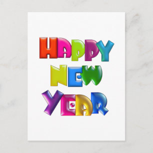 HAPPY NEW YEAR fun 3D-like Greeting Cards Feiertagspostkarte