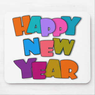 Happy New Year fun Cartoon Bunte Gruß Mousepad
