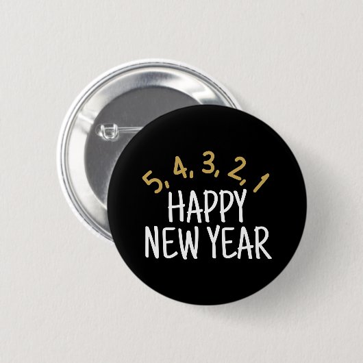 Happy New Year Funny Button (Vorne & Hinten)