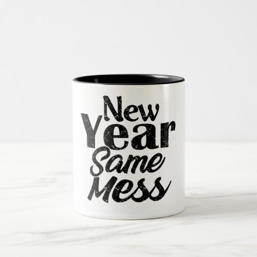 Happy New Year Funny Mug Zweifarbige Tasse (Mittel)