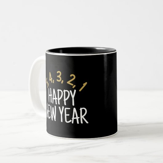 Happy New Year Funny Zweifarbige Tasse (Vorderseite Links)