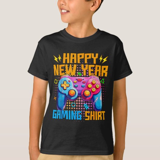 Happy New Year Gaming Shirt Colorful Video Game Lo (Vorderseite)
