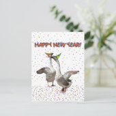 Happy New Year Gänse Feiertagspostkarte (Stehend Vorderseite)