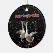 Happy New Year Gänse Keramikornament (Links)