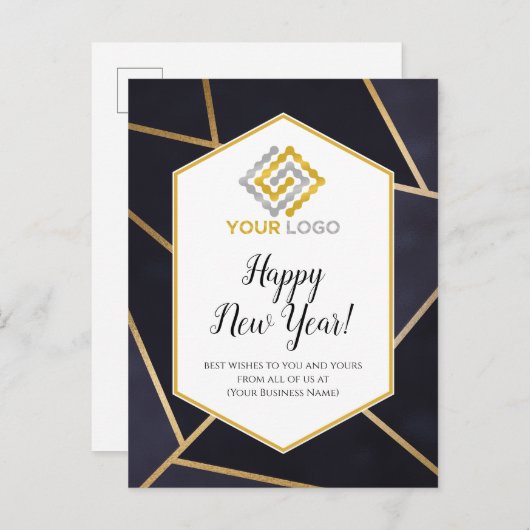 Happy New Year Geometric Logo-Postkarte Postkarte (Vorne/Hinten)