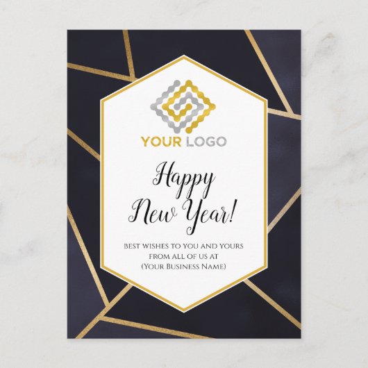Happy New Year Geometric Logo-Postkarte Postkarte (Vorderseite)