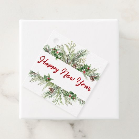 Happy New Year Gerahmt Winter Wheath Gruß Geschenkanhänger (Beispiel)