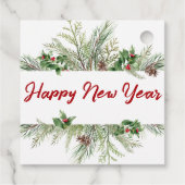 Happy New Year Gerahmt Winter Wheath Gruß Geschenkanhänger (Rückseite)