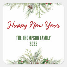 Happy New Year Gerahmt Winter Wheath Gruß