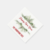 Happy New Year Gerahmt Winter Wheath Gruß Serviette (Ecke)