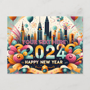 Happy New Year Geschenkkarte 2024 für sie Feiertagspostkarte