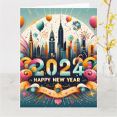 Happy New year Geschenkkarte 2024 Karte (Gelbe Blume)