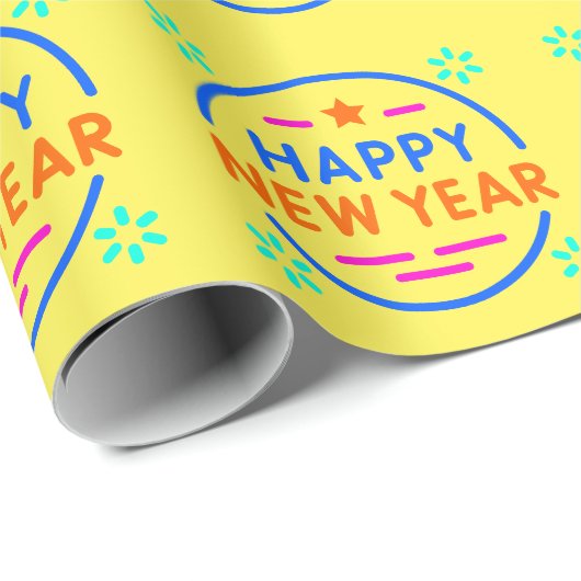"Happy New Year" Geschenkpapier (Rolleneckpunkt)