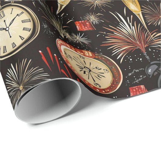 Happy New Year Geschenkpapier (Rolleneckpunkt)
