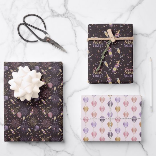 Happy New Year Geschenkpapier Set (Vorderseite)