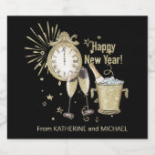 Happy New Year Gift Custom Gold Glitzer Schaumweinetikett (Einzelnes Label)