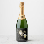 Happy New Year Gift Custom Gold Glitzer Schaumweinetikett (Vorderseite)