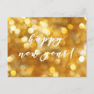 Happy New Year Glamour Gold Glitzern Postkarte