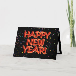 Happy New Year Glassy Red Text Feiertagskarte