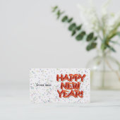 Happy New Year Glassy Red Text Visitenkarte (Stehend Vorderseite)