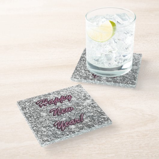 Happy New Year Glasuntersetzer (Schrägansicht)