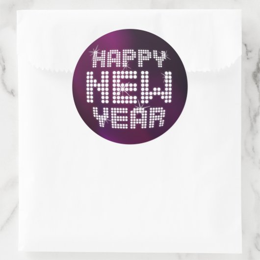 Happy New Year Glitzer Aufkleber (Tasche)