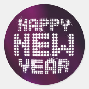 Happy New Year Glitzer Aufkleber