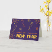 Happy New Year Glitzer Card Karte (Gelbe Blume)