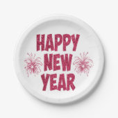 Happy New Year Glitzer Pappteller (Vorderseite)