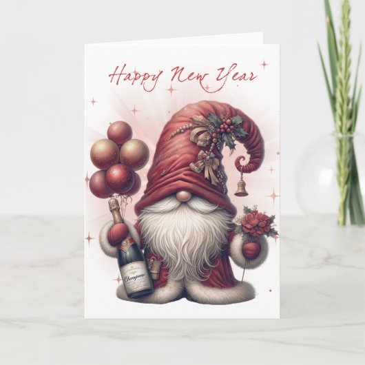 Happy New Year Gnome Karte (Vorderseite)