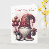 Happy New Year Gnome Karte (Gelbe Blume)