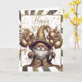 Happy New Year Gnome Karte (Gelbe Blume)