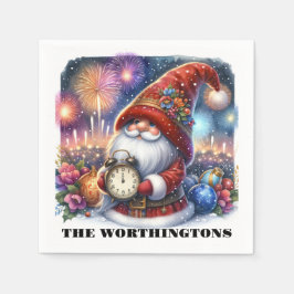 Happy New Year Gnome Napkins Serviette