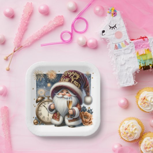 Happy New Year Gnome Pappteller (Party)