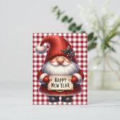 Happy New Year Gnome Postcard Postkarte (Stehend Vorderseite)