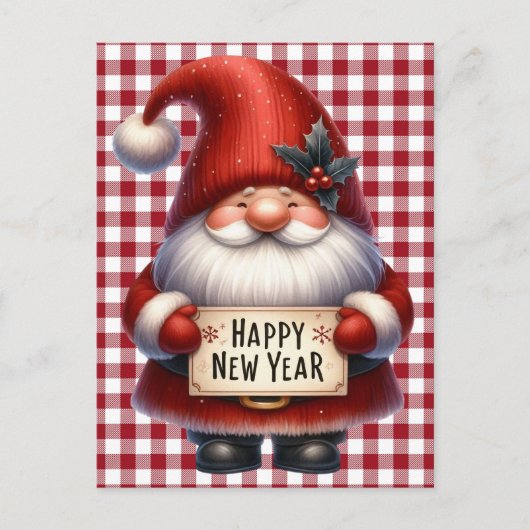 Happy New Year Gnome Postcard Postkarte (Vorderseite)