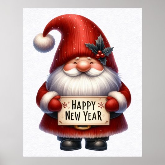 Happy New Year Gnome Poster (Vorne)