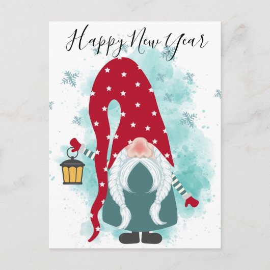 Happy New Year Gnome Postkarte (Vorderseite)