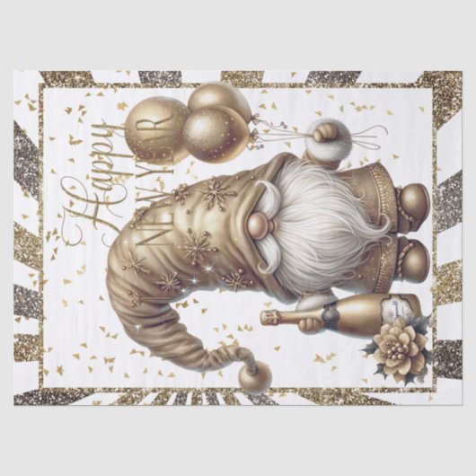 Happy New Year Gnome Seidenpapier (Vorderseite)