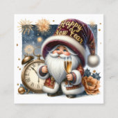Happy New Year Gnome Series Quadratische Visitenkarte (Vorderseite)